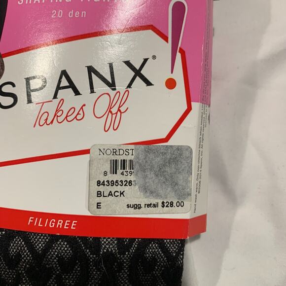 Spanx Womens Patterned Shaping Tights Size E NEW Black Filigree Slimming Control - Picture 3 of 7